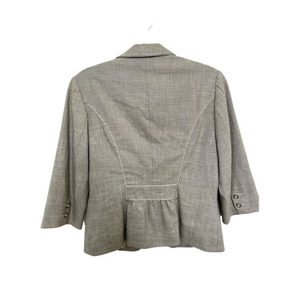 WHBM ruffled blazer jacket metallic buttons 3/4 sleeve Size 10 - Picture 2 of 9